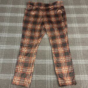 Preswick & Moore Women's Size Large Orange & Black Plaid‎ Stretch Pants